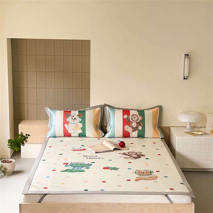 91家纺网 家纺一手货源 找家纺 圆岛家纺 2024新款900D卡通冰丝养生席 伙伴星球