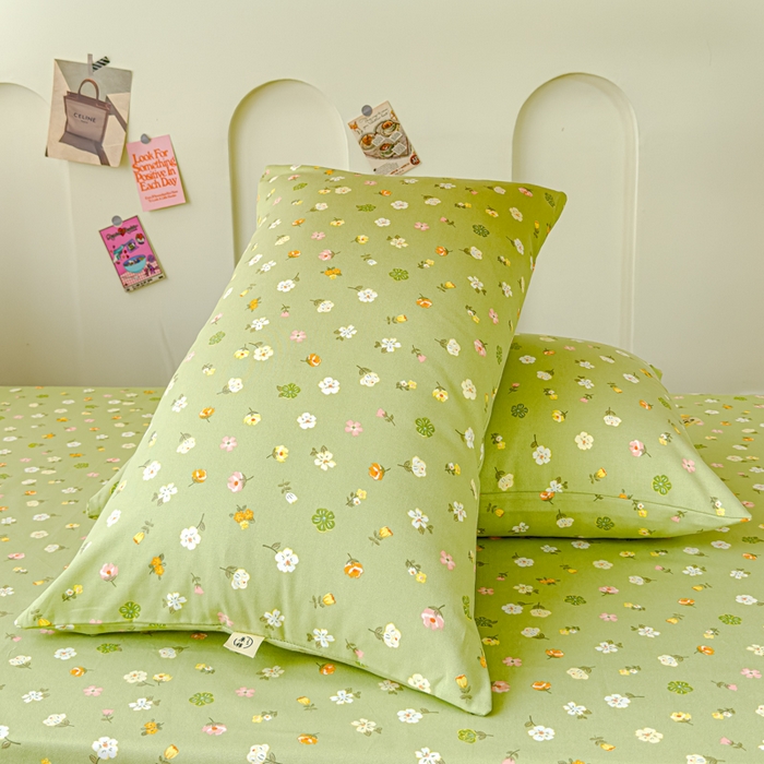 91家纺网 家纺一手货源 找家纺 金丝鸟家纺 2024新款学生款A类老粗布床笠 花田