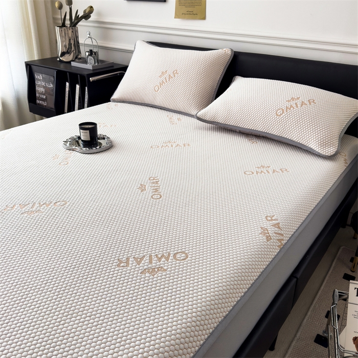 91家纺网 家纺一手货源 找家纺 叠派家纺 2024新款抗菌冰豆豆床笠款凉席-皇冠 皇冠-柠檬黄