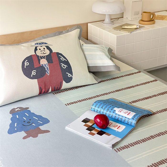 91家纺网 家纺一手货源 找家纺 圆岛家纺 2024新款900D卡通冰丝养生席 快乐猩