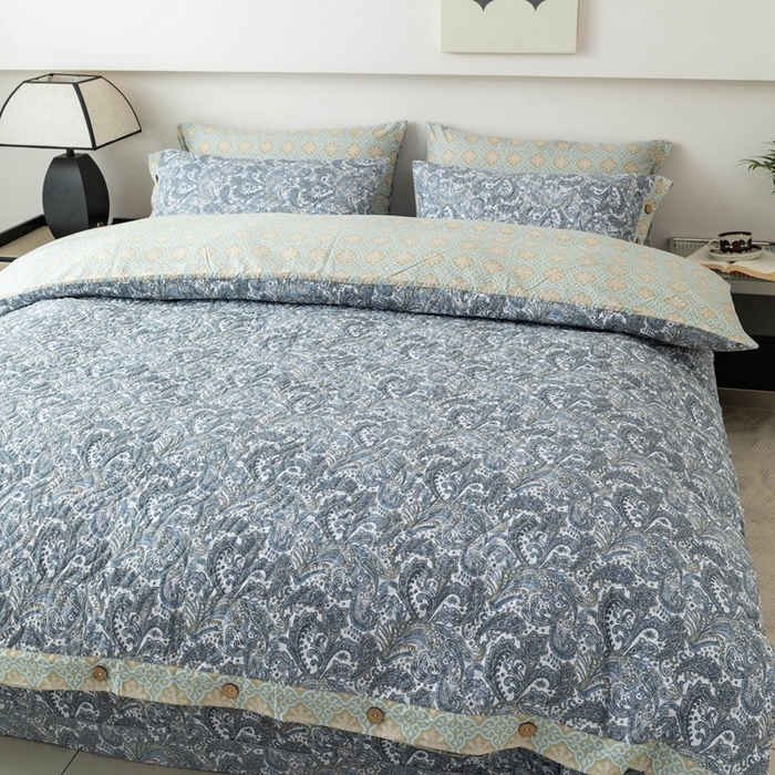 91家纺网 家纺一手货源 找家纺 优乐家纺 2025新款纯棉印花夹棉系列四件套-纽扣款 波西米亚