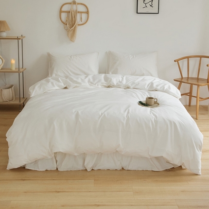 91家纺网 家纺一手货源 找家纺 新款40支全棉水洗棉纯色单品系列-单被套 奶昔白