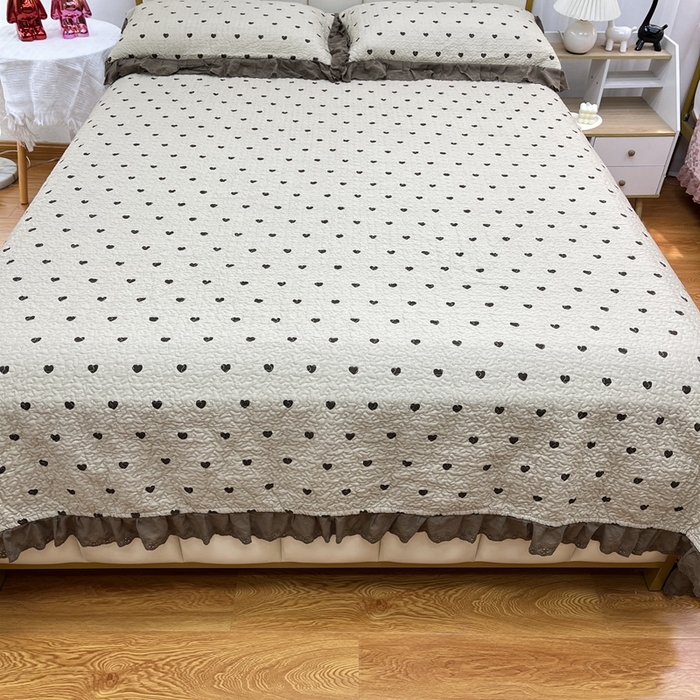 91家纺网 家纺一手货源 找家纺 暖居 2024新款豆豆被四件套春秋单件豆豆绒被芯被褥可机洗爱心咖