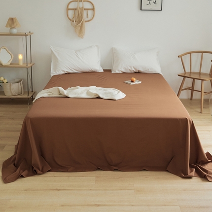 新款40支全棉水洗棉纯色单品系列-单床单 摩卡茶