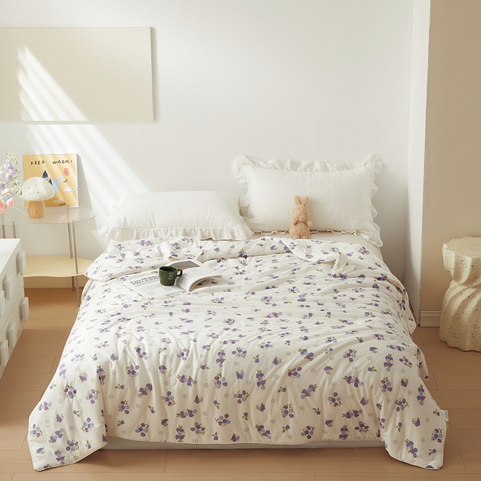 91家纺网 家纺一手货源 找家纺 怡家居 2024新款A类云柔针织棉夏被 汐颜