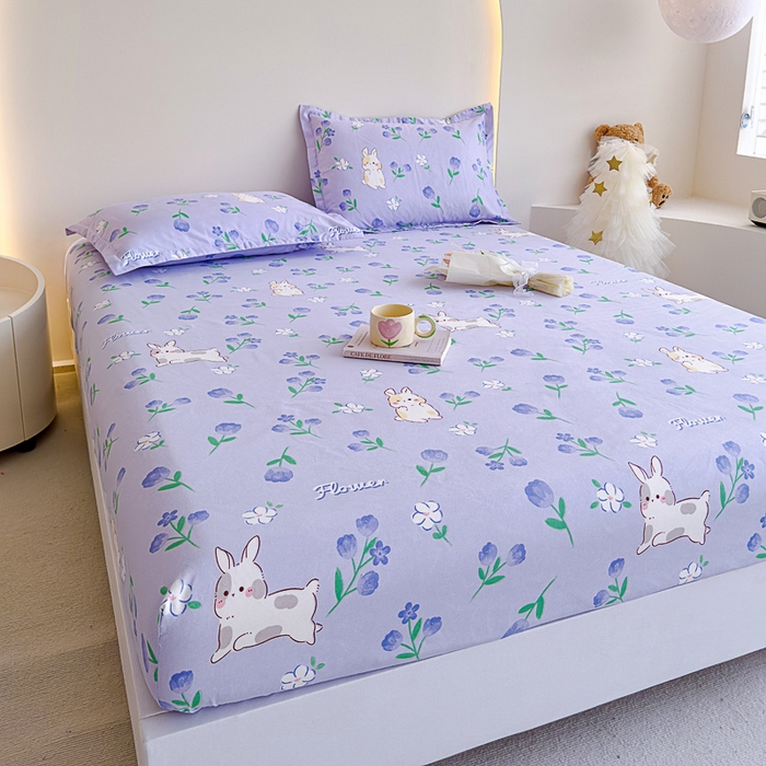 91家纺网 家纺一手货源 找家纺 靓生活 2024新款加厚磨毛生态棉单品床笠 沭心小兔