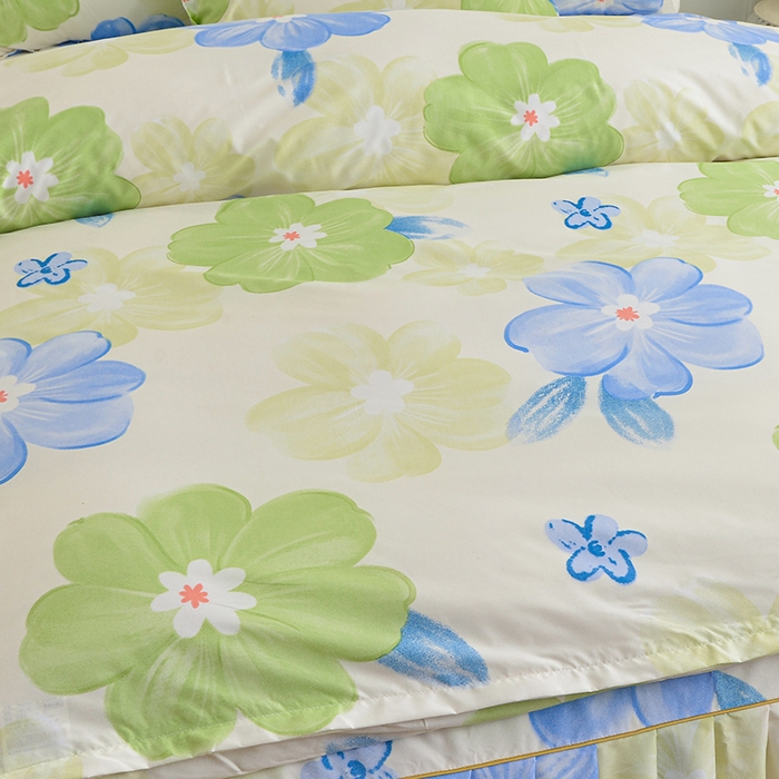 91家纺网 家纺一手货源 找家纺 小雨家纺 2026新款芦荟棉单被套 甜梦-绿