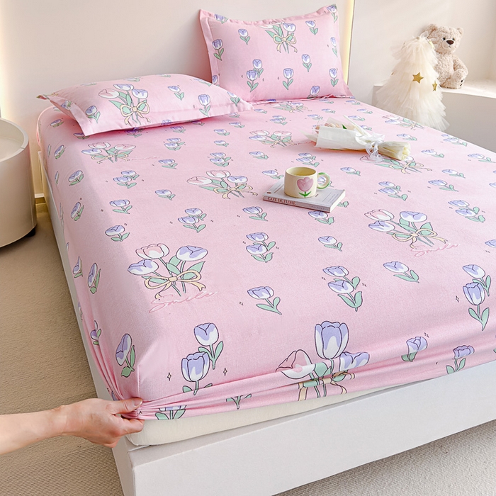 91家纺网 家纺一手货源 找家纺 靓生活 2024新款加厚磨毛生态棉单品床笠 紫色浪漫