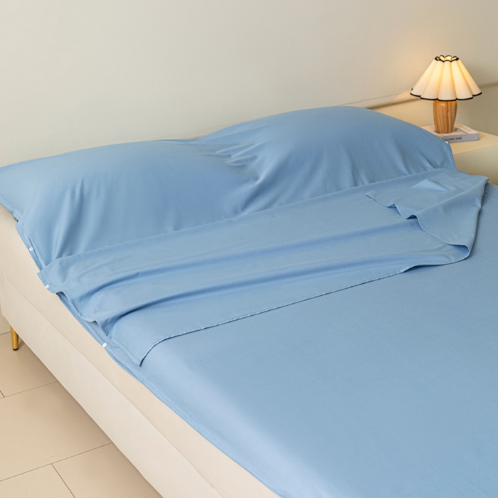 91家纺网 家纺一手货源 找家纺 澳梵家居 60s全棉纯色旅行睡袋 绅士蓝