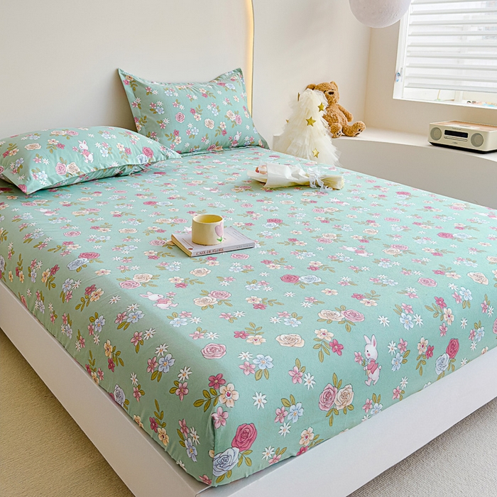 91家纺网 家纺一手货源 找家纺 靓生活 2024新款加厚磨毛生态棉单品床笠 花海