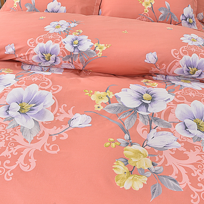 91家纺网 家纺一手货源 找家纺 小雨家纺 2026新款芦荟棉床裙三件套 花枝招展-桔