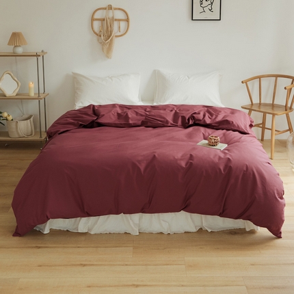新款40支全棉水洗棉纯色单品系列-单被套 果酱红