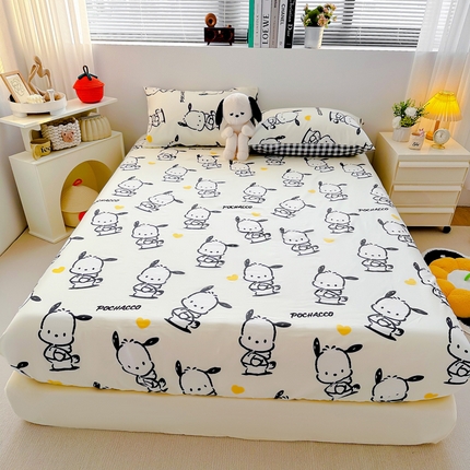 91家纺网 家纺一手货源 找家纺 瑞莱 2024新款13372全棉印花单床笠单床单 爱心呆呆