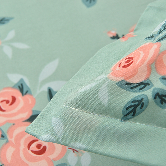 91家纺网 家纺一手货源 找家纺 小雨家纺 2026新款芦荟棉床裙四件套 春暖花开-浅绿