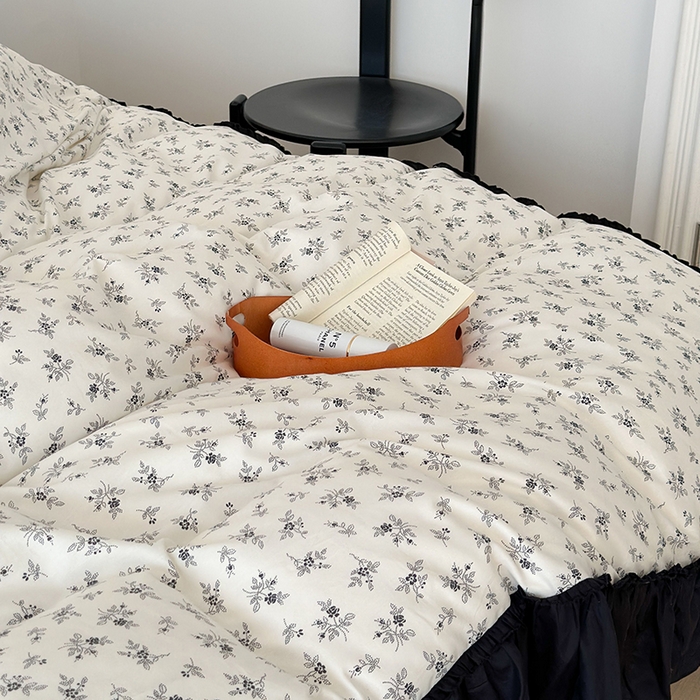 91家纺网 家纺一手货源 找家纺 昔可 新款法式大花边全棉四件套 春日花影