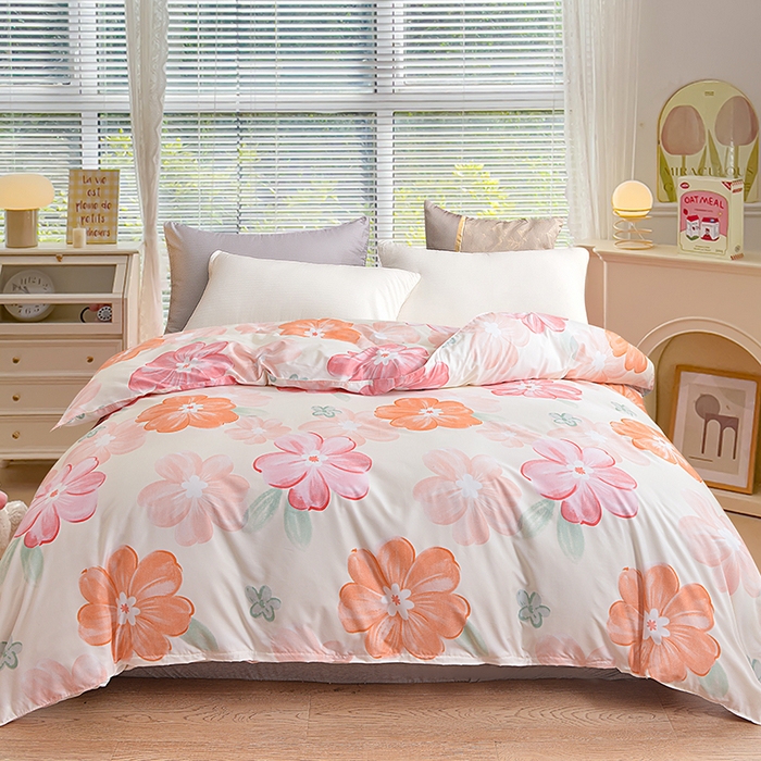 91家纺网 家纺一手货源 找家纺 小雨家纺 2026新款芦荟棉单被套 甜梦-桔