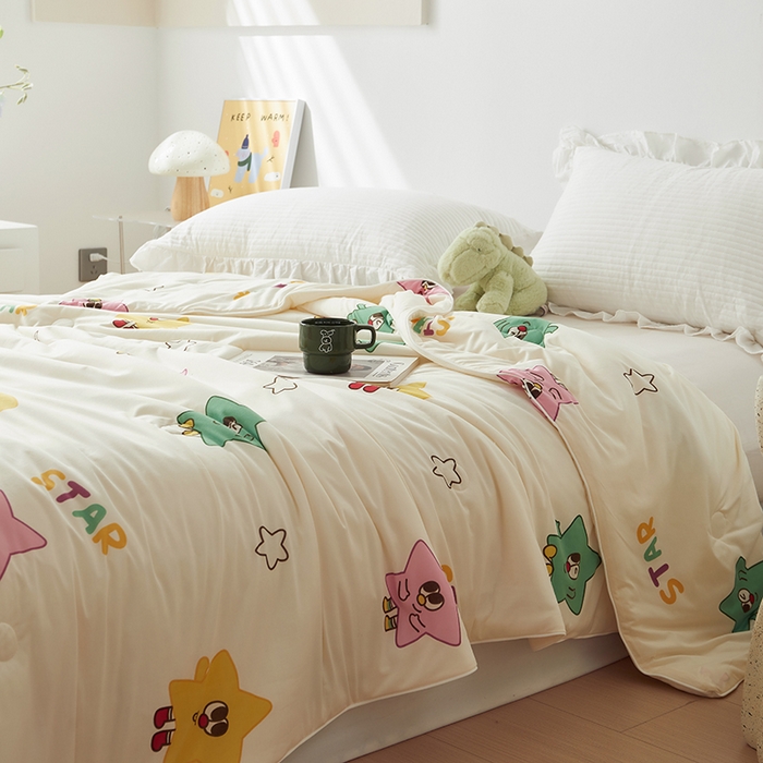 91家纺网 家纺一手货源 找家纺 怡家居 2024新款A类云柔针织棉夏被 七彩海星