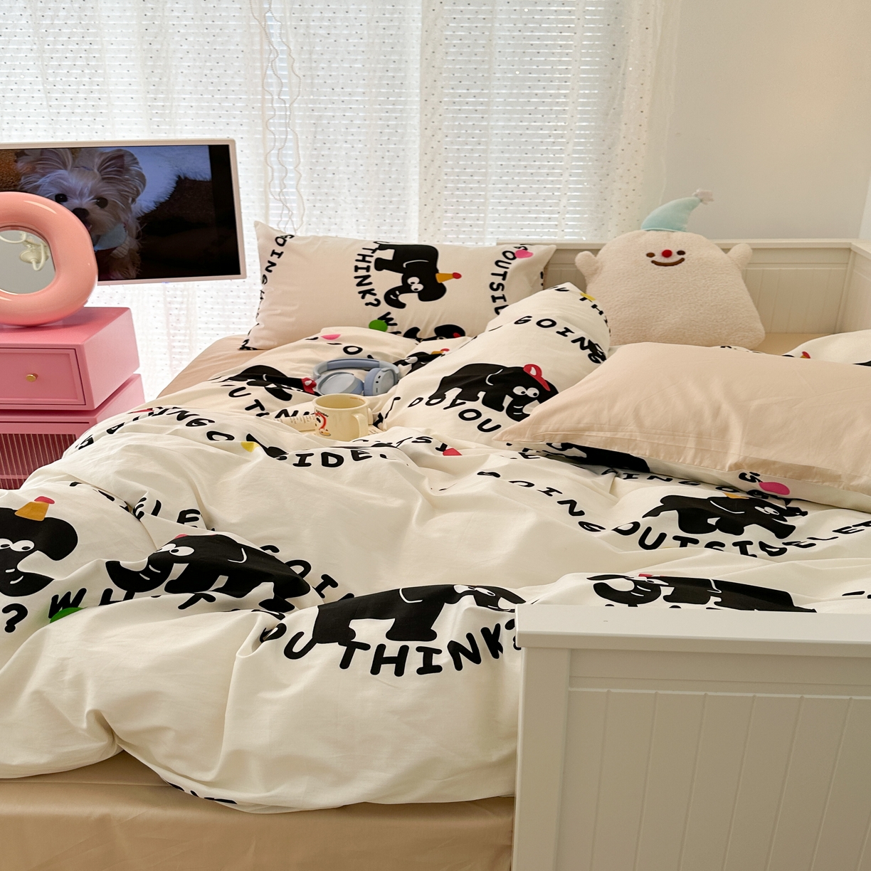 91家纺网 家纺一手货源 找家纺 （总）昔可 新款多巴胺卡通简约风可爱亲肤四件套