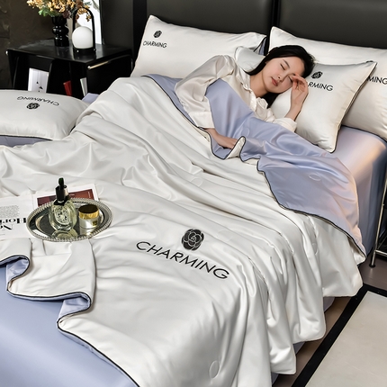 91家纺网 家纺一手货源 找家纺 （总）伊梵居 2025新款水洗真丝刺绣夏被四件套