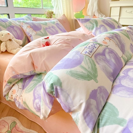 91家纺网 家纺一手货源 找家纺 （总）本制 2024新款全棉印花小清新四件套