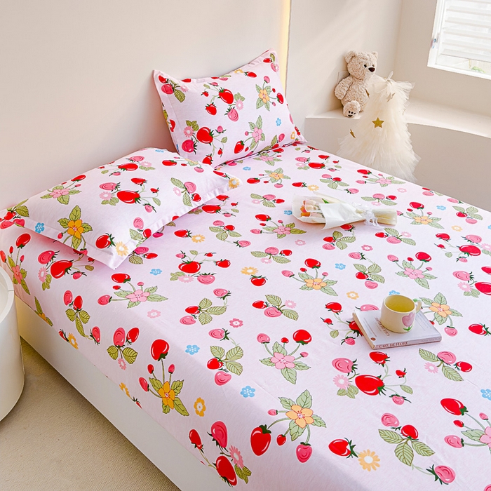 91家纺网 家纺一手货源 找家纺 靓生活 2024新款加厚磨毛生态棉单品床笠 盛夏果实