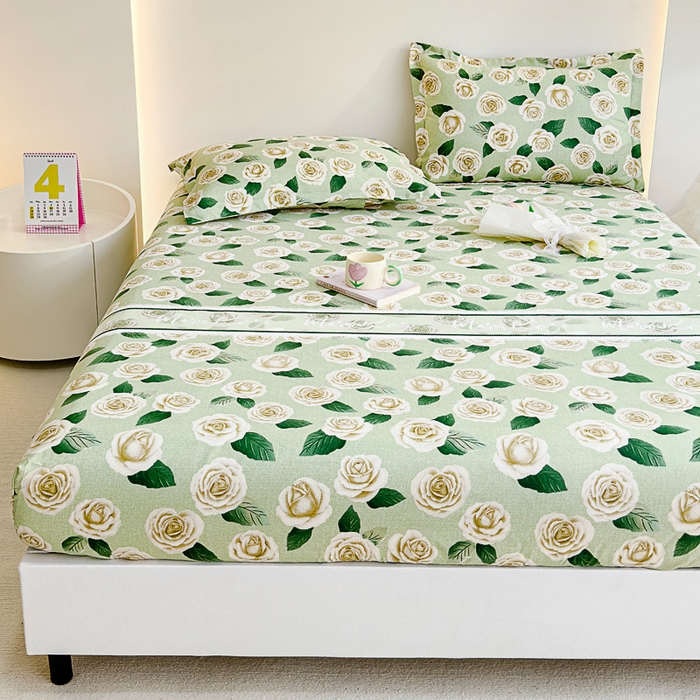 91家纺网 家纺一手货源 找家纺 靓生活 2024新款加厚磨毛生态棉单品床笠 花的旅行