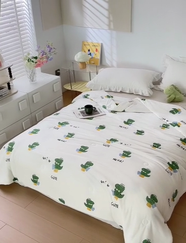 91家纺网 家纺一手货源 找家纺 怡家居 2024新款A类云柔针织棉夏被 快乐恐龙