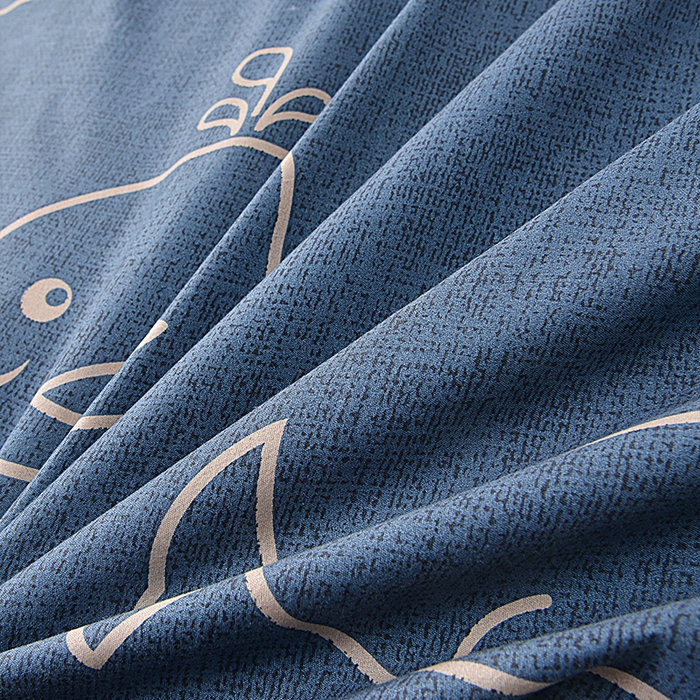 91家纺网 家纺一手货源 找家纺 小雨家纺 2026新款芦荟棉床裙三件套 小鲸鱼