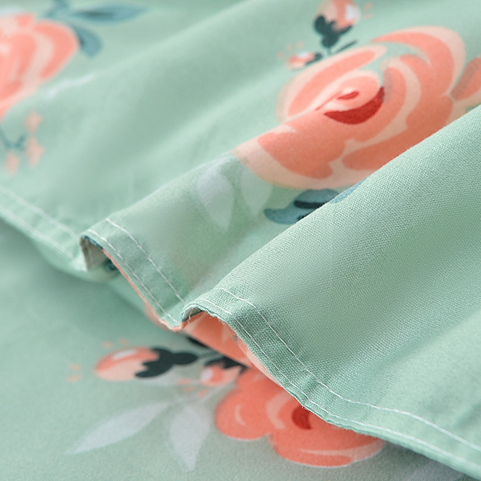 91家纺网 家纺一手货源 找家纺 小雨家纺 2026新款芦荟棉单被套 春暖花开-浅绿