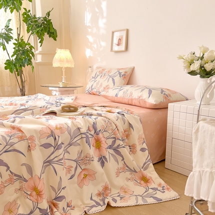 91家纺网 家纺一手货源 找家纺 （总）兜兜 2024年新款全棉纯棉小清新夏被四件套