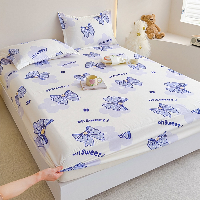 91家纺网 家纺一手货源 找家纺 靓生活 2024新款加厚磨毛生态棉单品床笠 幸运结