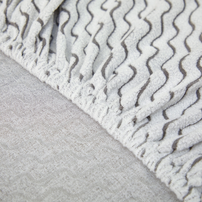 91家纺网 家纺一手货源 找家纺 千彤 2024新款常规款-阳离子拉花绒水波纹系列沙发笠沙发套罩弹力全包 深灰