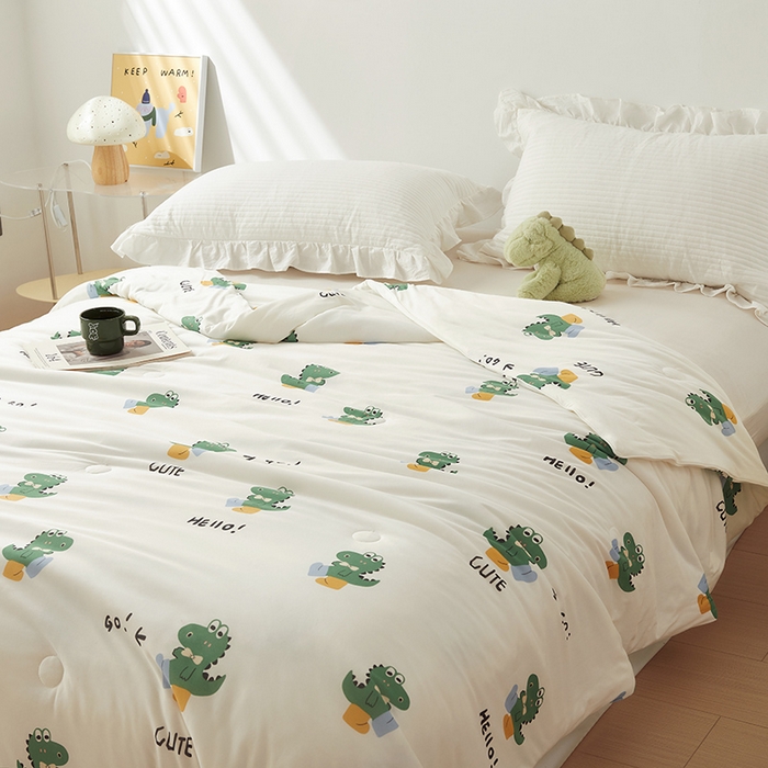 91家纺网 家纺一手货源 找家纺 怡家居 2024新款A类云柔针织棉夏被 快乐恐龙