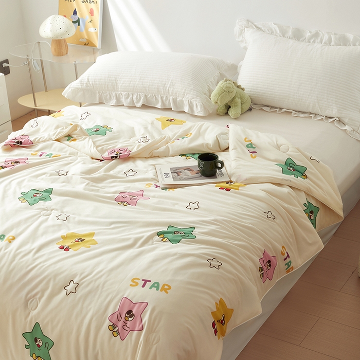 91家纺网 家纺一手货源 找家纺 怡家居 2024新款A类云柔针织棉夏被 七彩海星