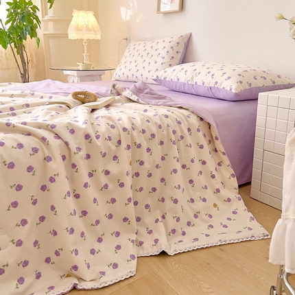 91家纺网 家纺一手货源 找家纺 （总）兜兜 2024年新款全棉纯棉小清新夏被四件套