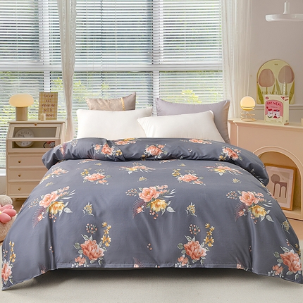 小雨家纺 2026新款芦荟棉单被套 百花齐放-灰