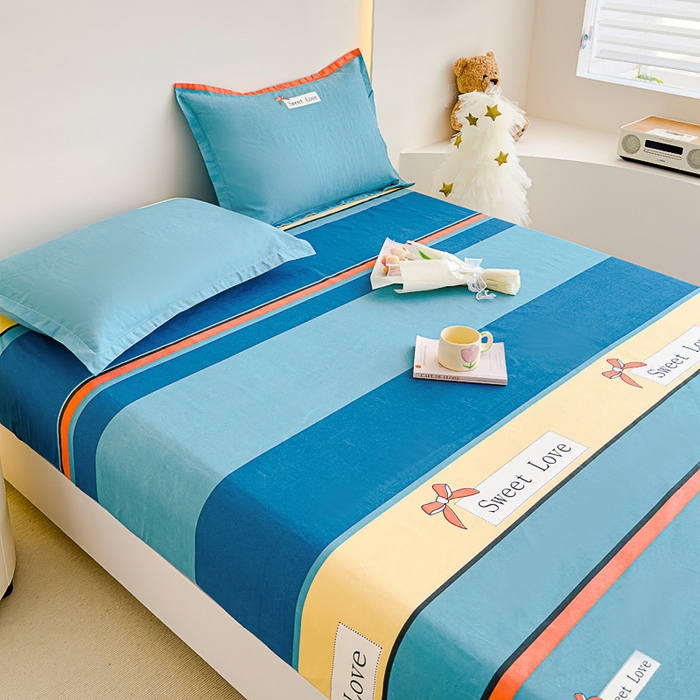 91家纺网 家纺一手货源 找家纺 靓生活 2024新款加厚磨毛生态棉单品床笠 色都