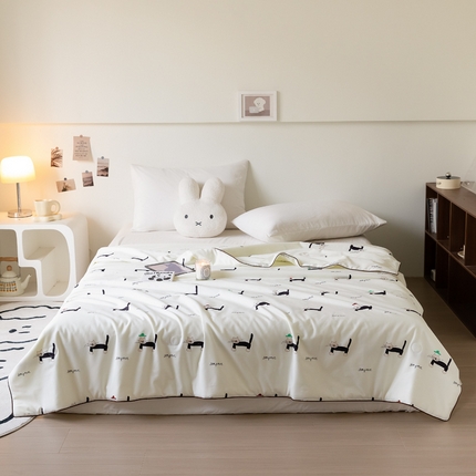 91家纺网 家纺一手货源 找家纺 匠心 2024新款全棉印花大豆夏被 好奇猫