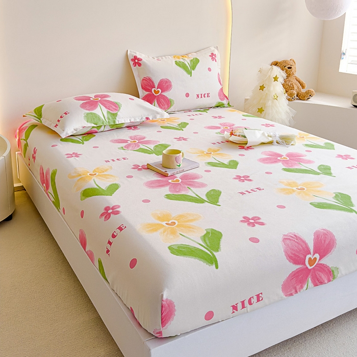 91家纺网 家纺一手货源 找家纺 靓生活 2024新款加厚磨毛生态棉单品床笠 花朵曼曼