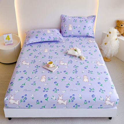 靓生活 2024新款加厚磨毛生态棉单品床笠 沭心小兔