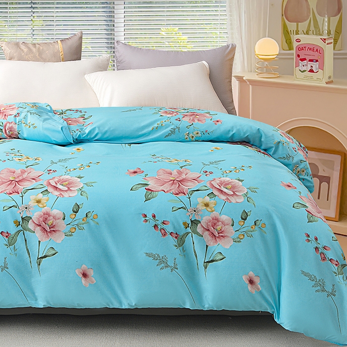 91家纺网 家纺一手货源 找家纺 小雨家纺 2026新款芦荟棉单被套 碧玉佳人-兰