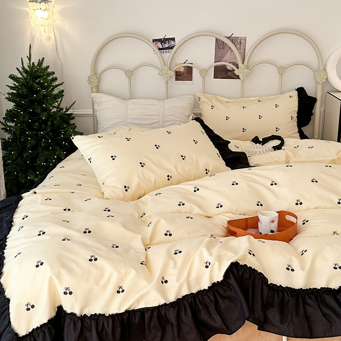 91家纺网 家纺一手货源 找家纺 （总）昔可 新款法式大花边全棉四件套