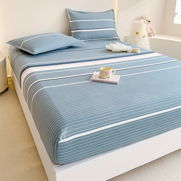 91家纺网 家纺一手货源 找家纺 靓生活 2024新款加厚磨毛生态棉单品床笠 浪漫-灰