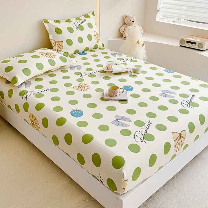 91家纺网 家纺一手货源 找家纺 靓生活 2024新款加厚磨毛生态棉单品床笠 波点人生