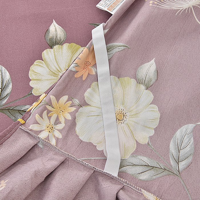 91家纺网 家纺一手货源 找家纺 小雨家纺 2026新款芦荟棉床裙四件套 如花似锦-棕