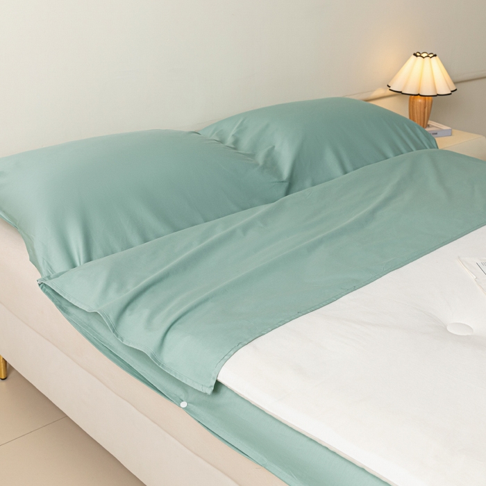 91家纺网 家纺一手货源 找家纺 澳梵家居 60s全棉纯色旅行睡袋 烟波绿