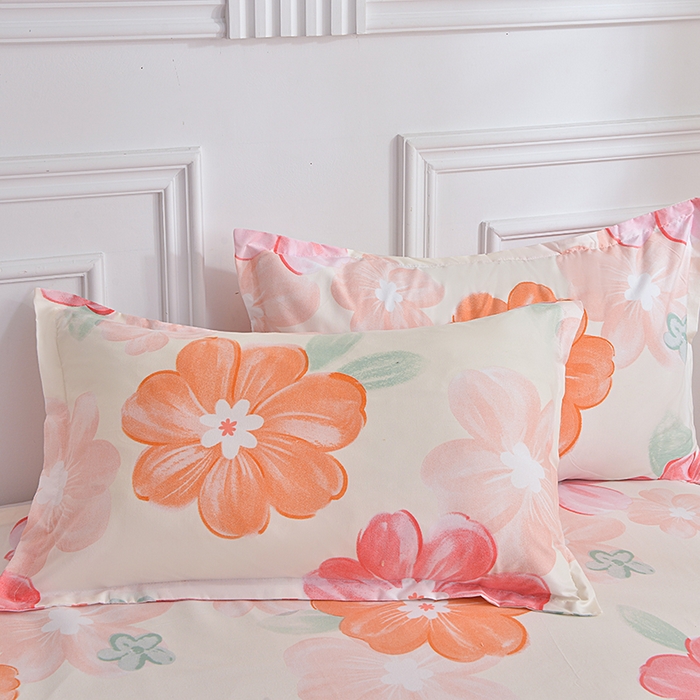 91家纺网 家纺一手货源 找家纺 小雨家纺 2026新款芦荟棉床裙四件套 甜梦-桔