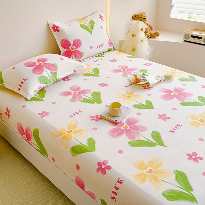 91家纺网 家纺一手货源 找家纺 靓生活 2024新款加厚磨毛生态棉单品床笠 花朵曼曼