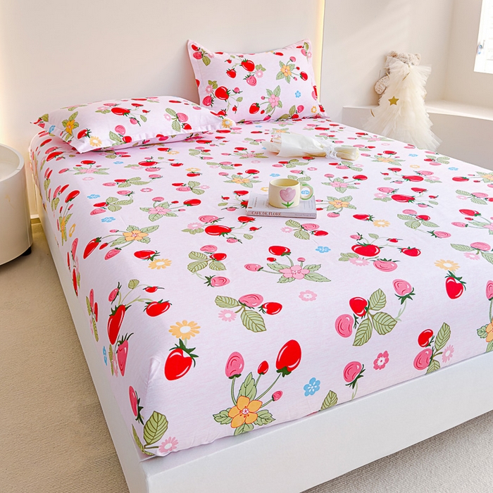 91家纺网 家纺一手货源 找家纺 靓生活 2024新款加厚磨毛生态棉单品床笠 盛夏果实