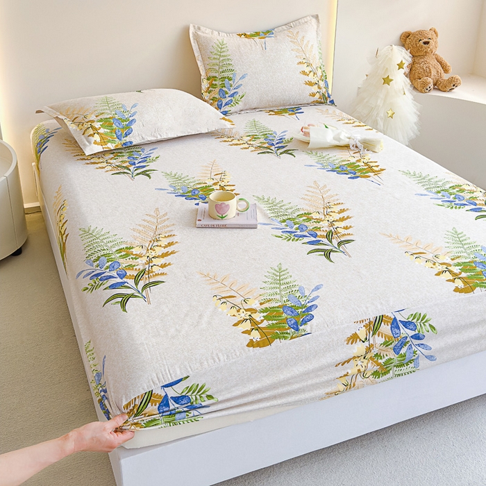 91家纺网 家纺一手货源 找家纺 靓生活 2024新款加厚磨毛生态棉单品床笠 花溪影